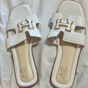 White Slide Sandals